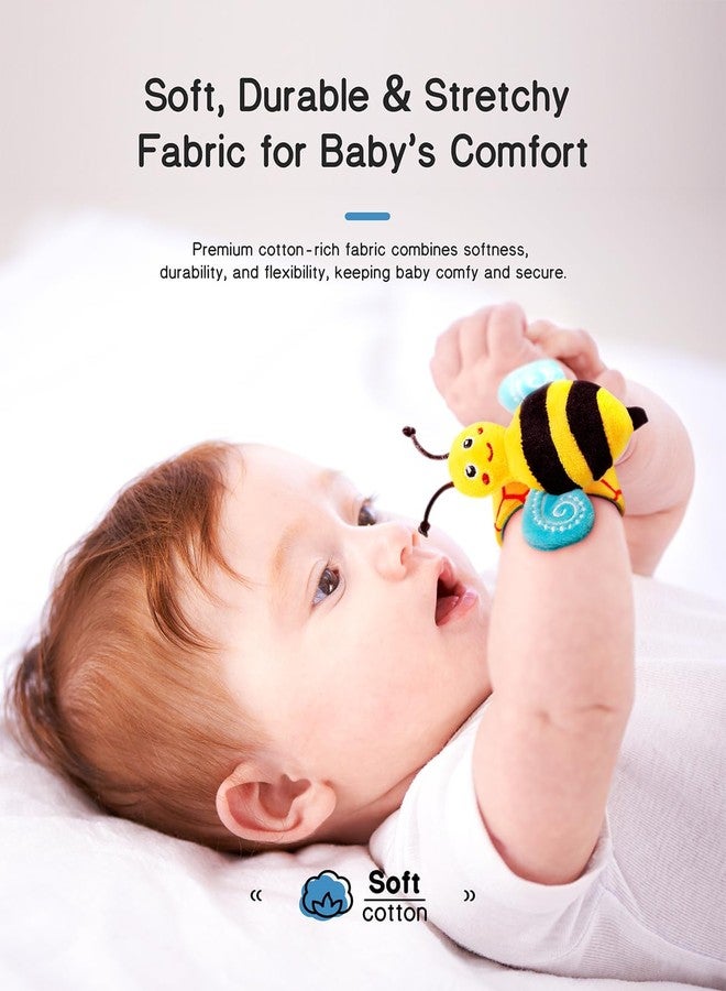 Style Keepers 4 Baby Wrist Rattle & Foot Finder Socks Set (4 PCS) for Newborn Infants | High Contrast Black White Red Sensory Development Toys | Soft Cotton Plush Wrist & Ankle Rattles for Babies 0-12 Months - Image 3